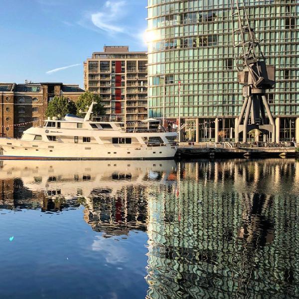 West India Quay in the sunshine