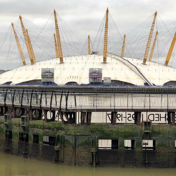 Looking across to the O2