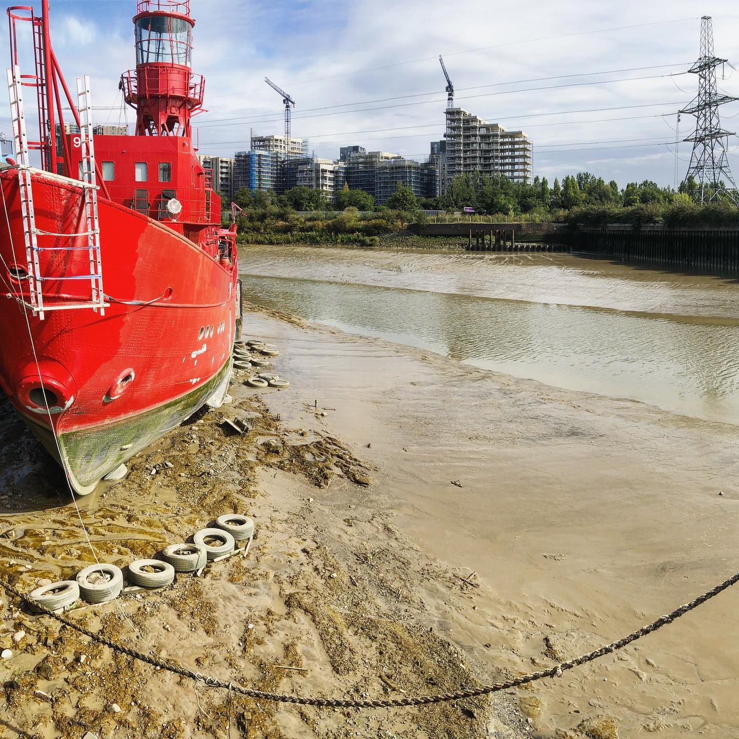 Lightship at low tide