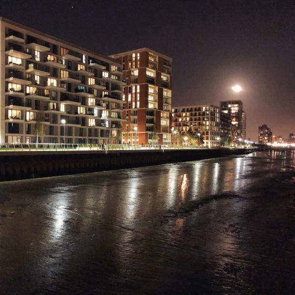 Royal Wharf by night